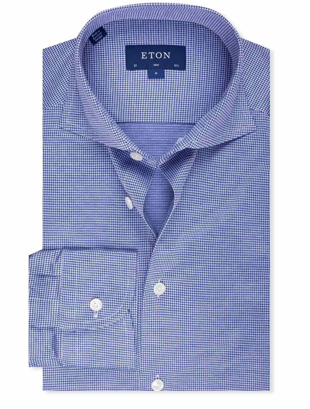 Slim Houndstooth Shirt Navy
