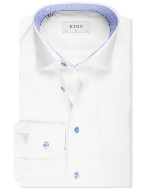 Slim Micro Print Signature Poplin Shirt White