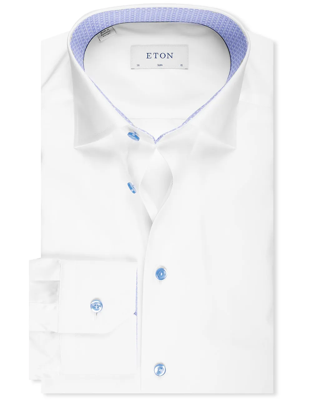 Slim Micro Print Signature Poplin Shirt White