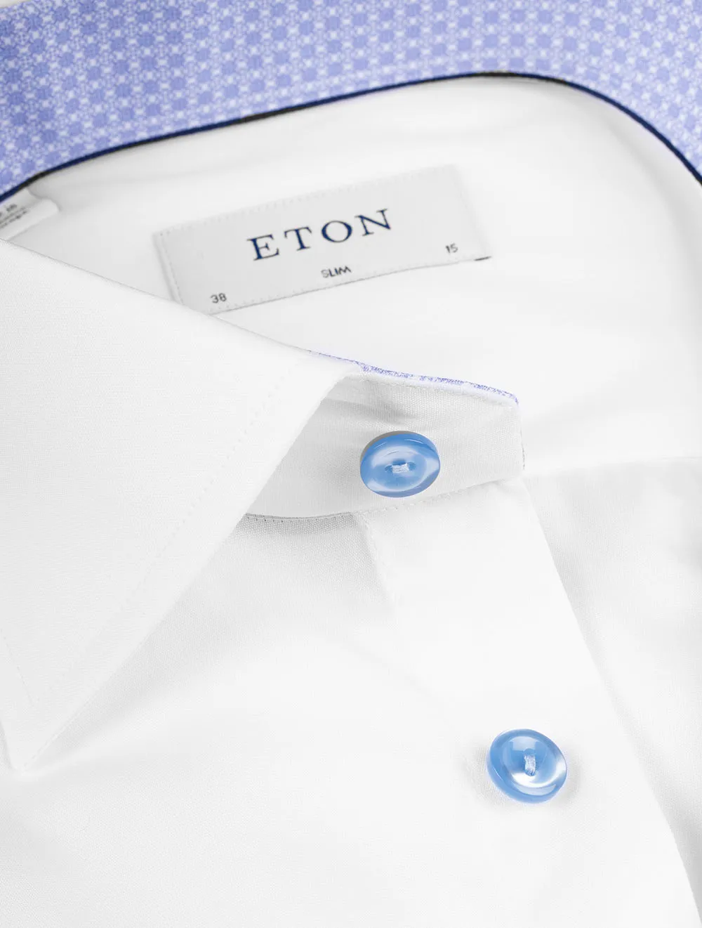 Slim Micro Print Signature Poplin Shirt White