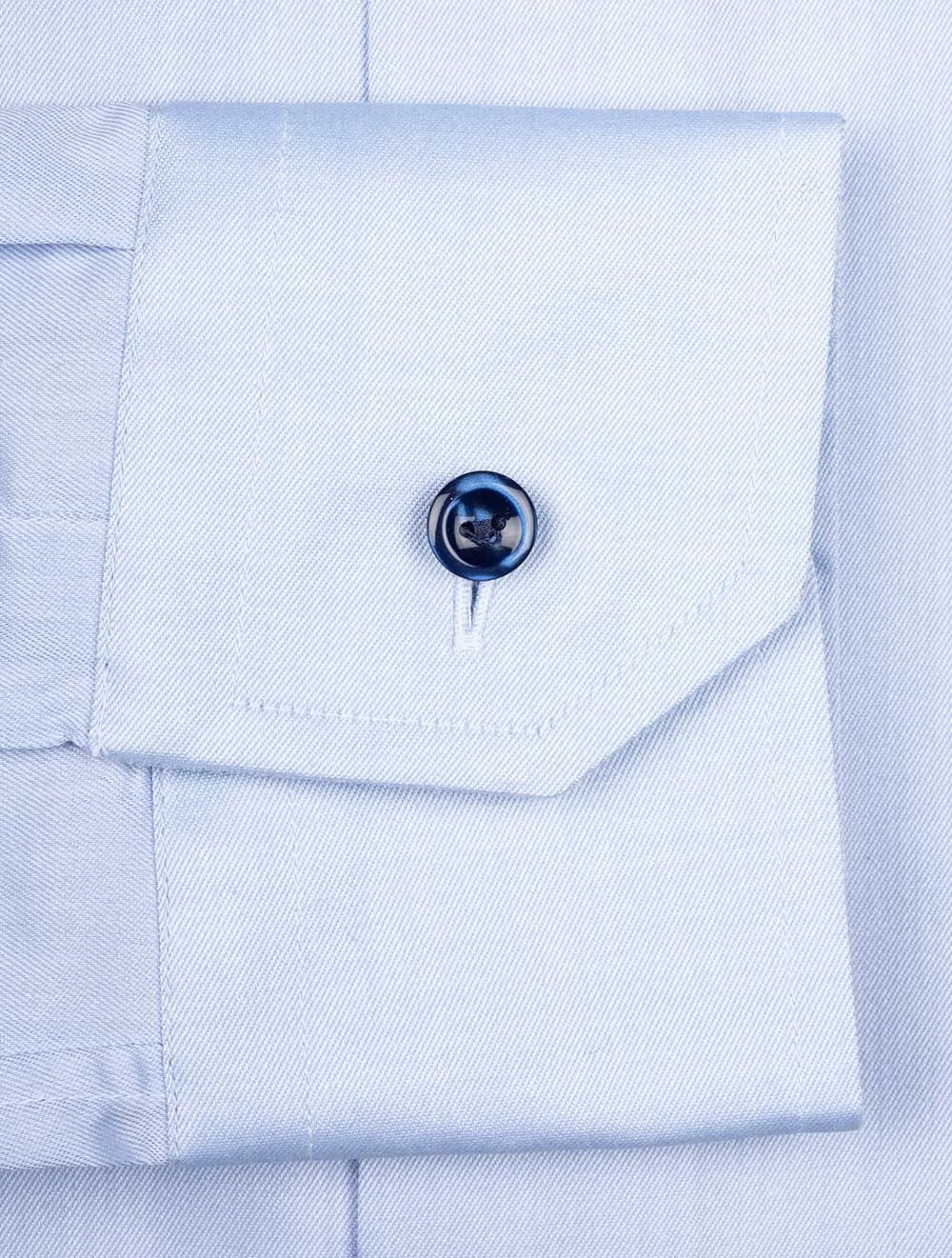 Slim Twill With Navy Button Shirt Blue