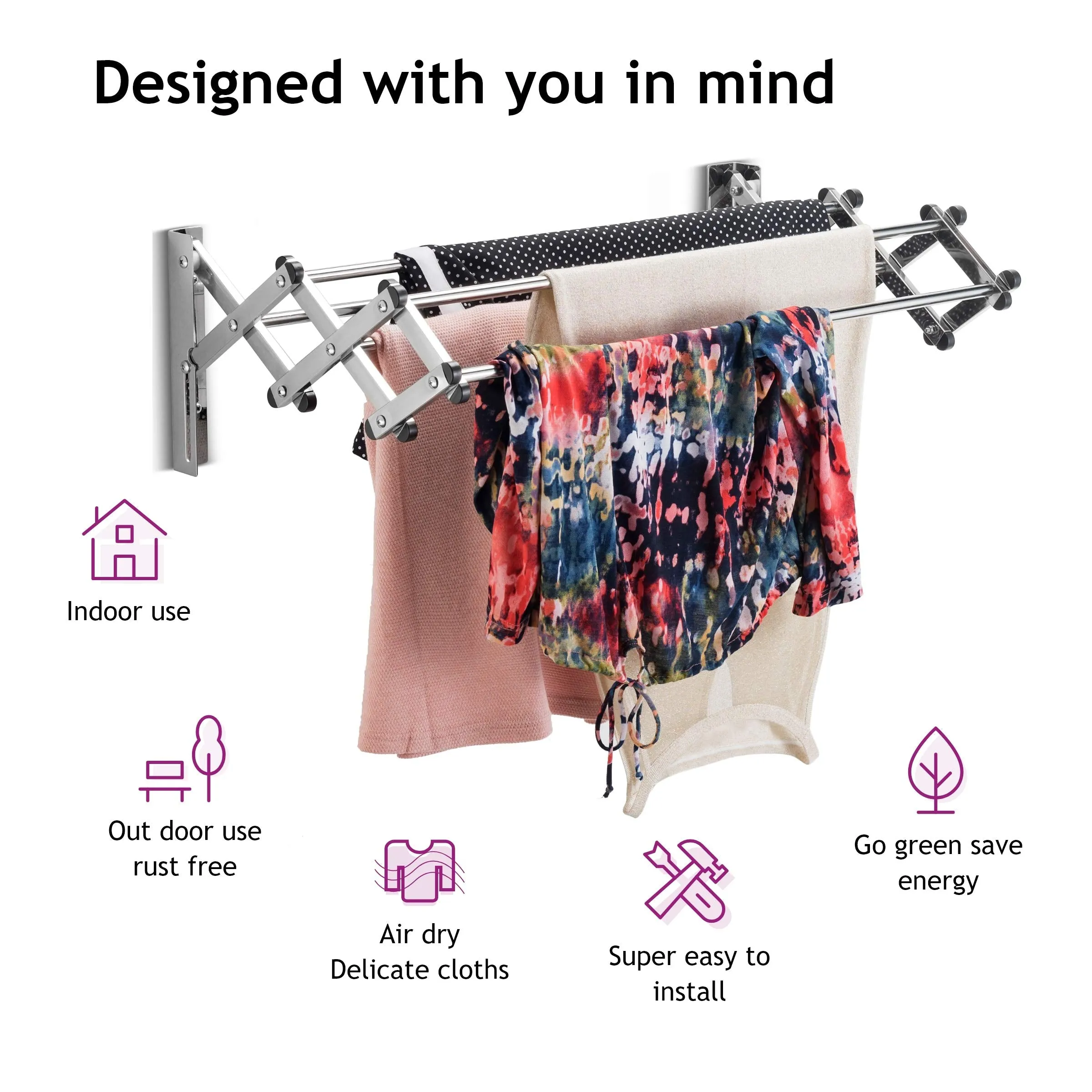 Smooth Round Wall Mounted Drying Rack