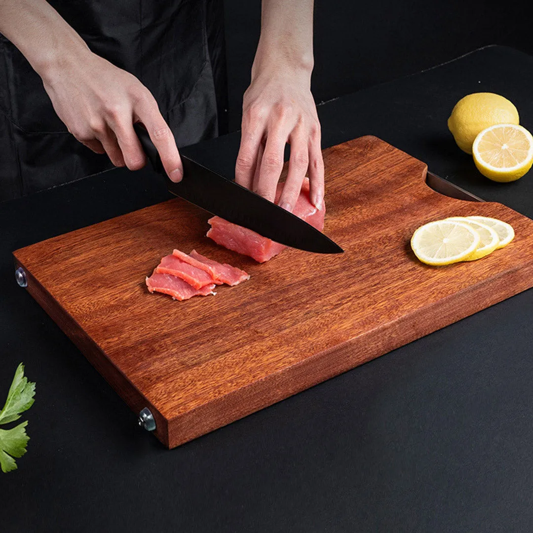 SOGA 48cm Rectangular Wooden Ebony Butcher Block Non-slip Chopping Food Serving Tray Charcuterie Board