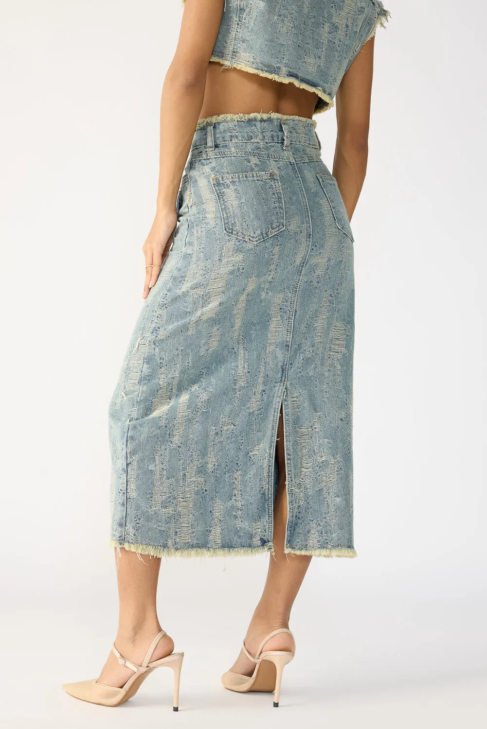 Textured Blue Denim Co-Ord Set