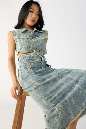 Textured Blue Denim Co-Ord Set