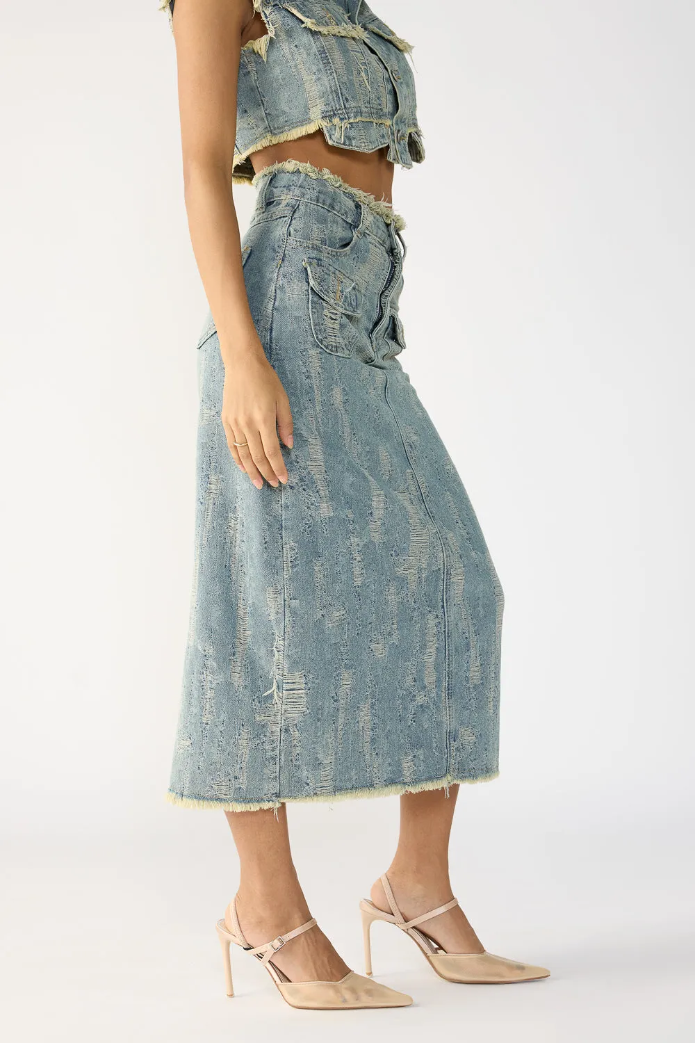 Textured Blue Denim Co-Ord Set