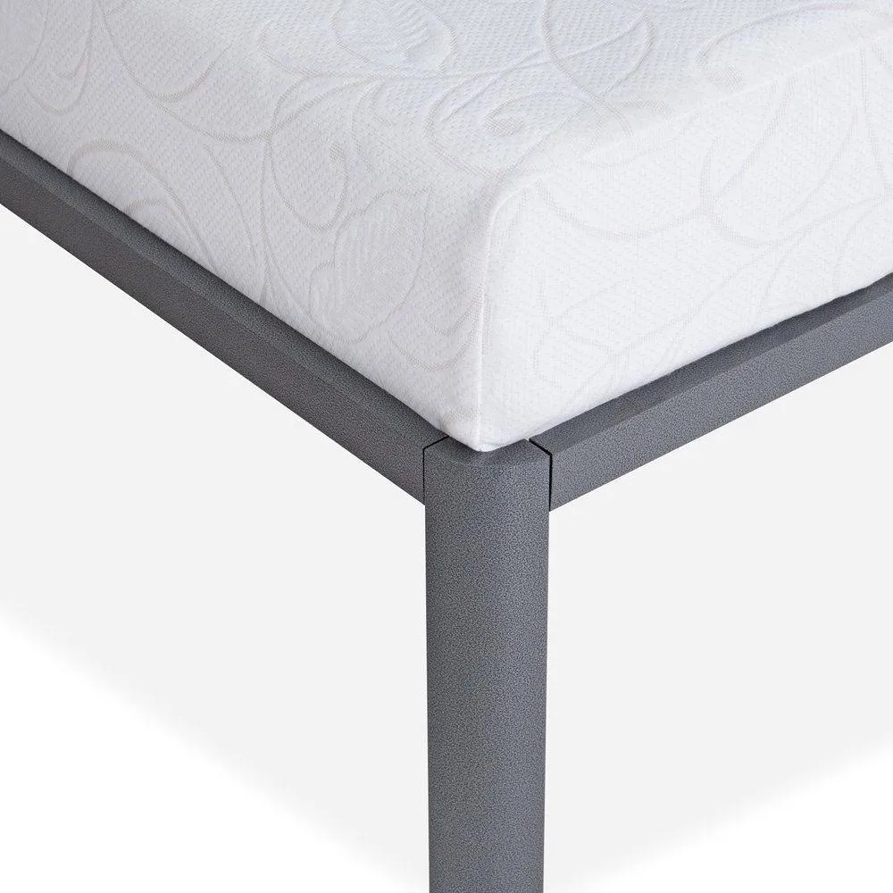 Twin XL Heavy Duty Grey Metal Platform Bed Frame with Round Corners