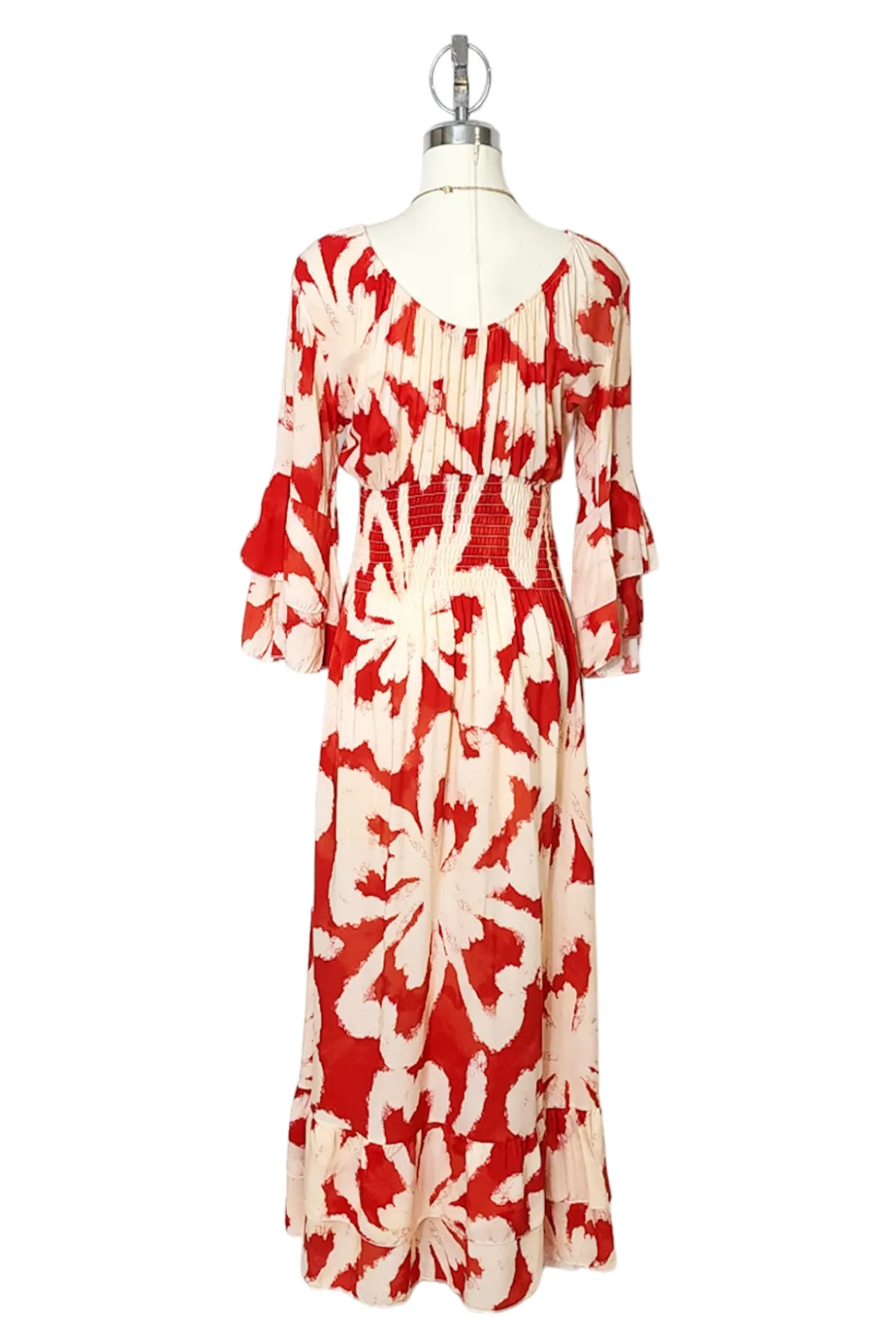 V-Neck Smocked Ruffle Dress