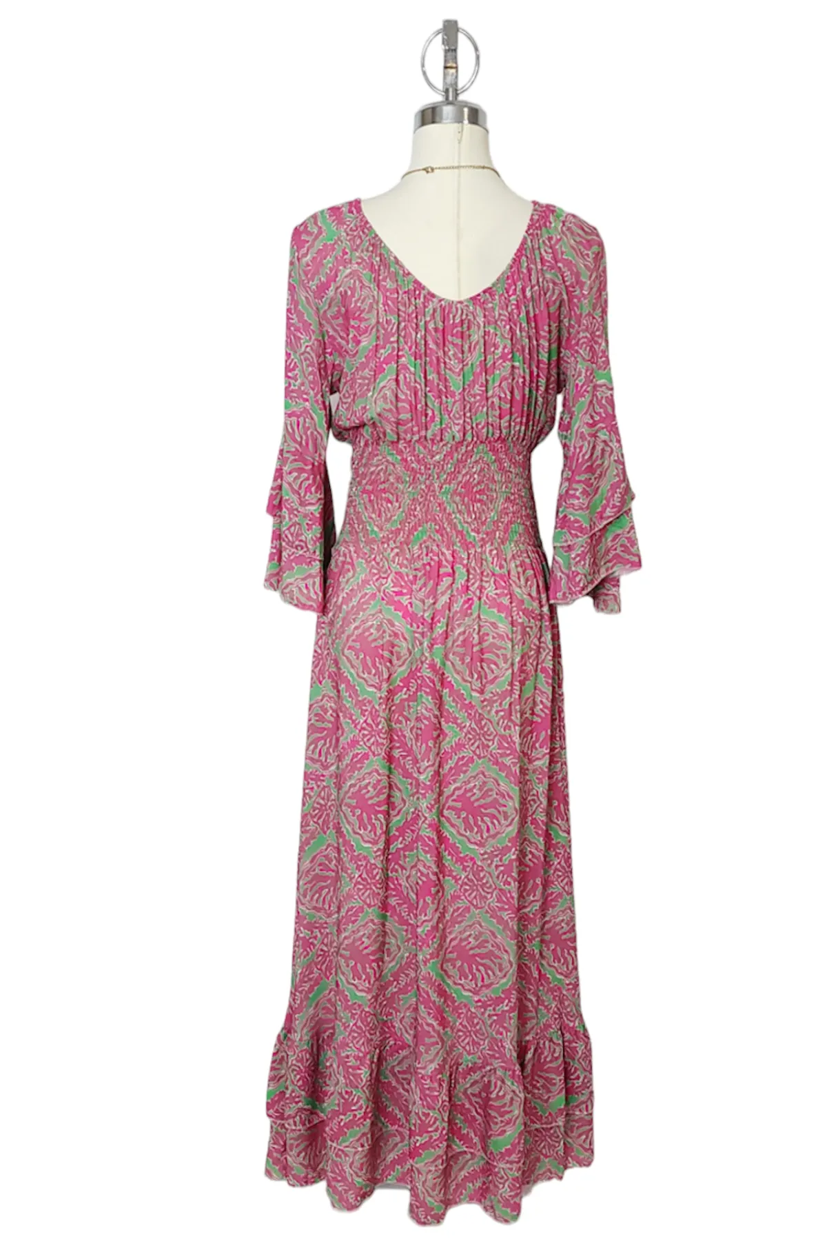 V-Neck Smocked Ruffle Dress