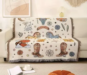 Western Rodeo Woven Throw / Blanket / Beach Rug