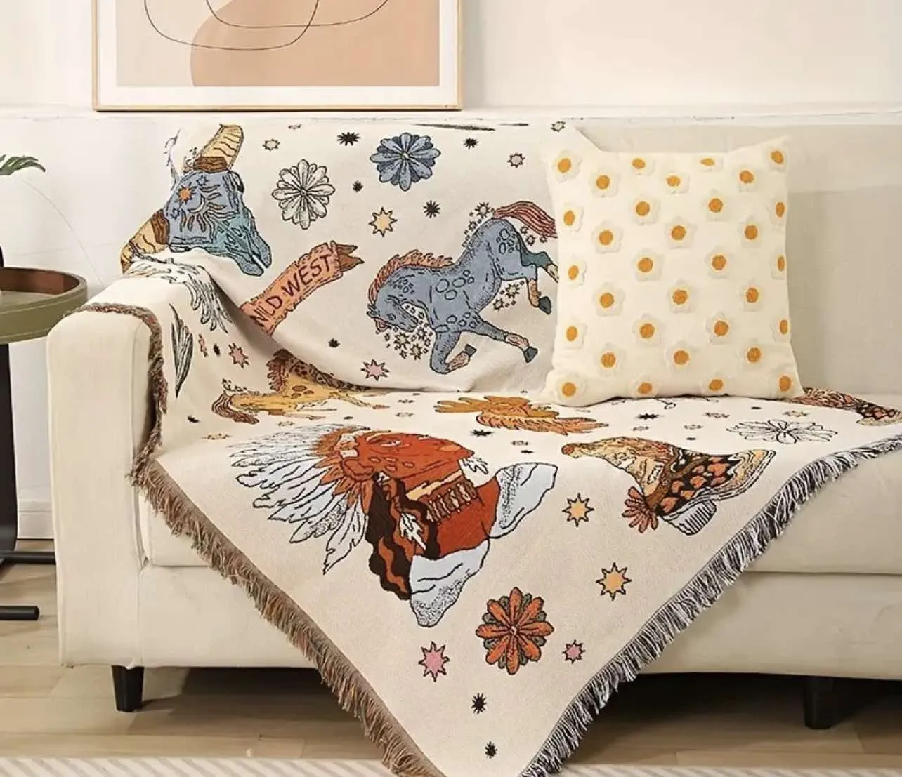 Western Rodeo Woven Throw / Blanket / Beach Rug