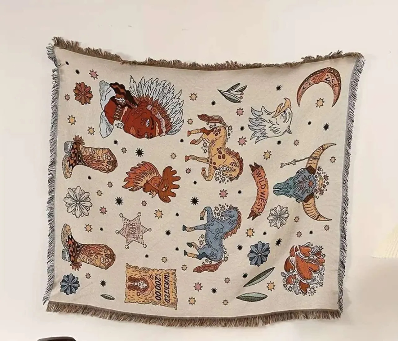 Western Rodeo Woven Throw / Blanket / Beach Rug