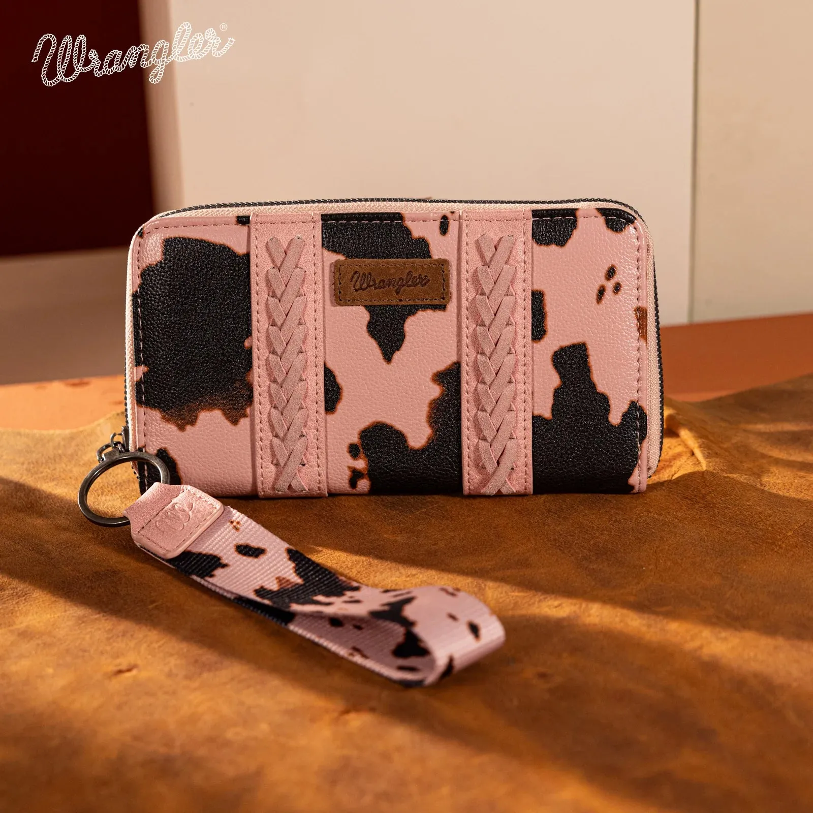 WG133-W006 Wrangler Womens Cow Print Wallet -Pink